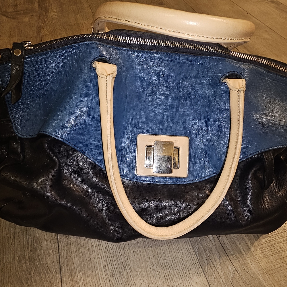 Elegant Blue and Black Shoulder Bag